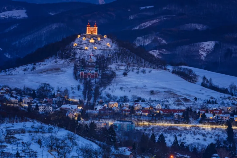 Calvary,In,Banska,Stiavnica,In,Winter,,Slovakia.